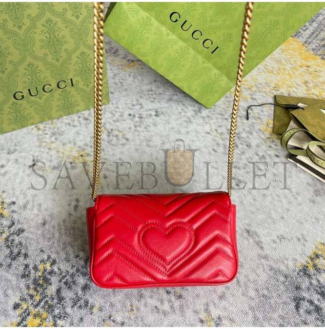 GUCCI MARMONT MATELASSE LEATHER SUPER MINI BAG 476433 (19.5*10.2*5.1cm)